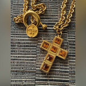 Mish Tworkowski N.Y. Vintage Necklace MISH NY Cross Pendant‎ Long RARE!